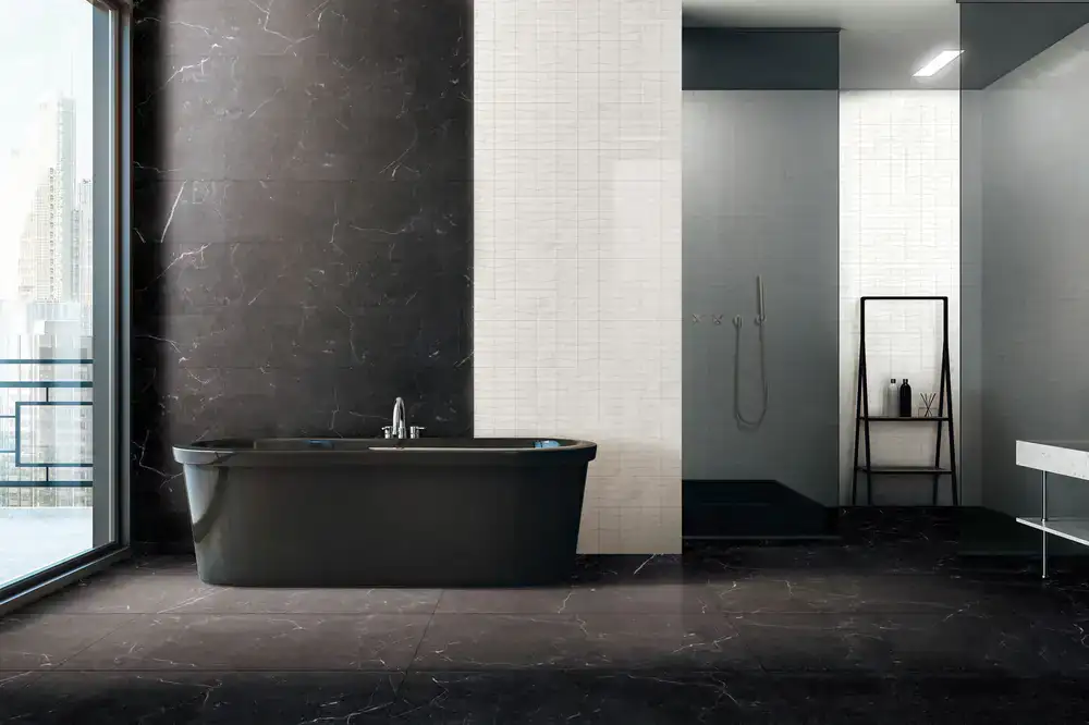 Wall displays of premium stone and ceramic tiles